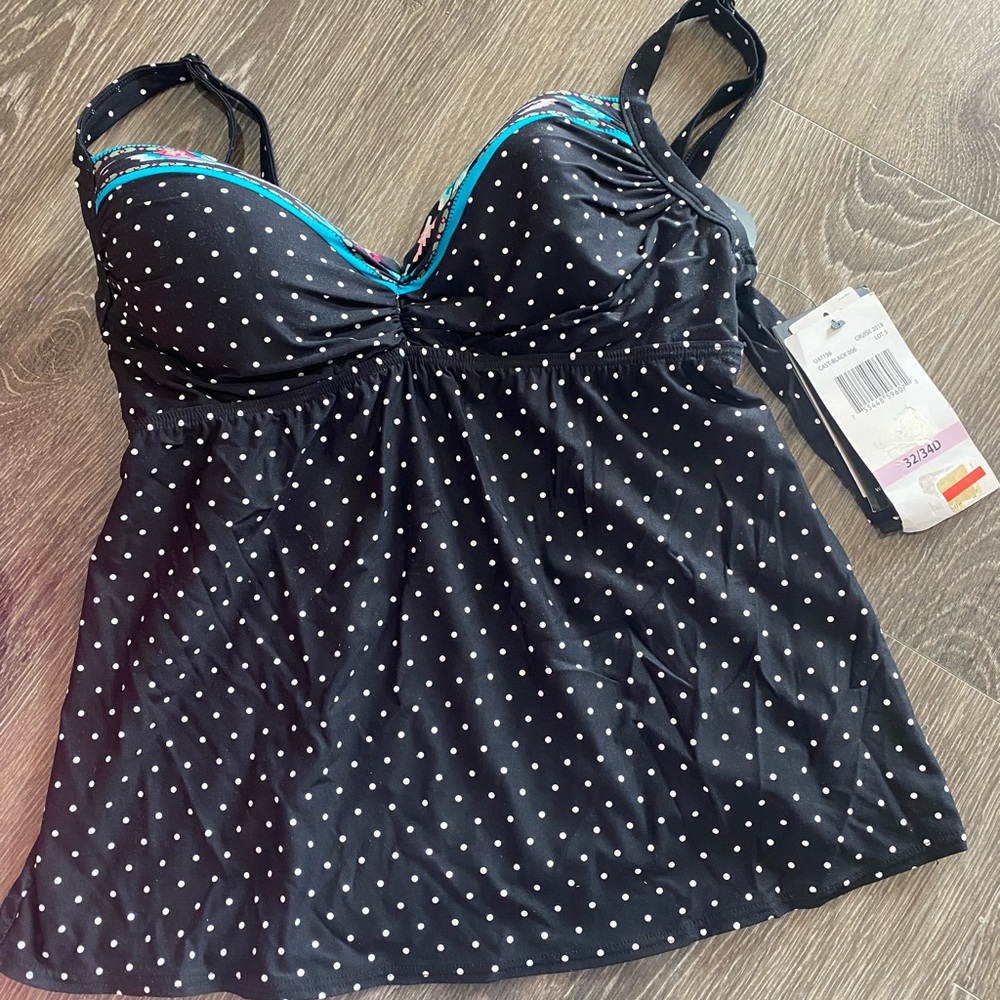 Coco Reef Polka Dot Tankini Top Swimsuit Separates Bra sized Swim underwire New